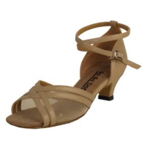 Shock Absorbing 1.3" Harper -- Thick Heel Latin Sandal -- Tan