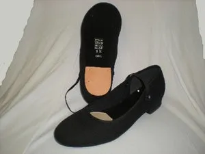 1" Ginger -- Canvas Ballroom Shoe -- Black Power Grip Play Mode