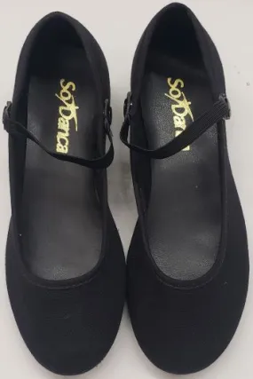 Breathable 1" Ginger Jr. -- Children's Canvas Ballroom Shoe -- Black