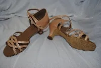 2.25" Adriana -- Wide Heel Latin Sandal -- Light Peach Sky View Comfortable