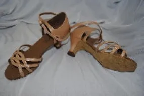 2.25" Adriana -- Wide Heel Latin Sandal -- Light Peach Sky View Comfortable