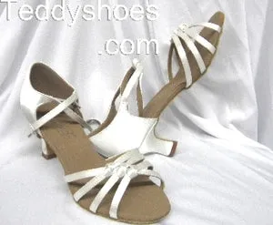 2.25" Blanca -- Wide Heel Latin Sandal -- White Satin Run Free