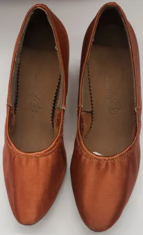 2.25" Nora II -- Women's Standard Ballroom Shoe -- Dark Tan Satin Winter Base Kind Step