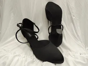 2.38" Amber -- Standard Ballroom Shoe -- Black Satin Wide toe box