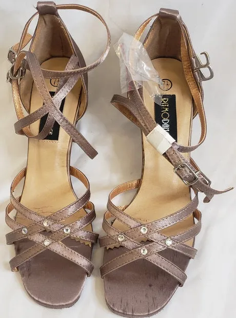 City Run 2.38" Sonia -- Flare Heel Latin Sandal -- Bronze Satin