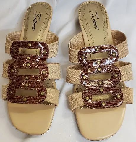 Walking Sandals Sandal Inserts 2.5" Adrianne -- Women's Mule -- Tan/Brown Snake Print