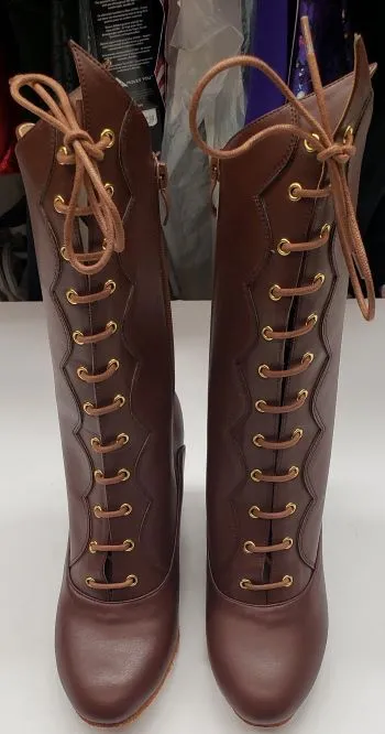Leather Work 2.5" Daphne -- Women's Flare Heel Ballroom Lace-Up Boot