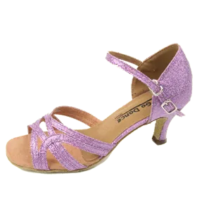 Dad Style 2.5" Gloria -- Flare Heel Latin Sandal -- Lavender Glitter