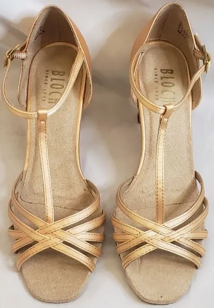 2.5" Nicola -- Women's T-Strap Latin Sandal -- Rose Satin Daily Walk