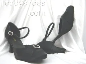 Kids Play 2.5" Sharney -- Closed Toe Ballroom Shoe -- Black Satin