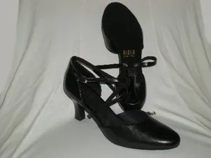 2.5" Simona --Women's X-Strap, Closed Toe Ballroom Shoe -- Black Street Glow Dream Path