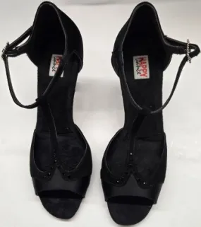 2.75" Porschia -- Tango Shoe -- Black Satin/Black Suede Island Vibe