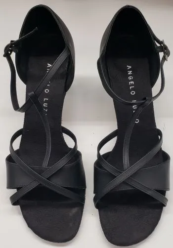 2" Cecile II -- Women's T-Strap Latin Sandal -- Black Slim Line