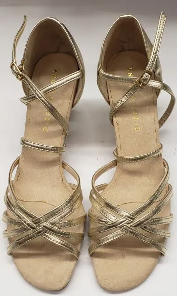 2" Susie -- Women's Latin Ballroom Sandal -- Gold Dinner Look Corner Style
