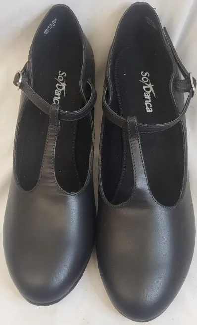 2" Zoey -- Women's T-Strap Character Shoe -- Black Cushioned Base Health Focused