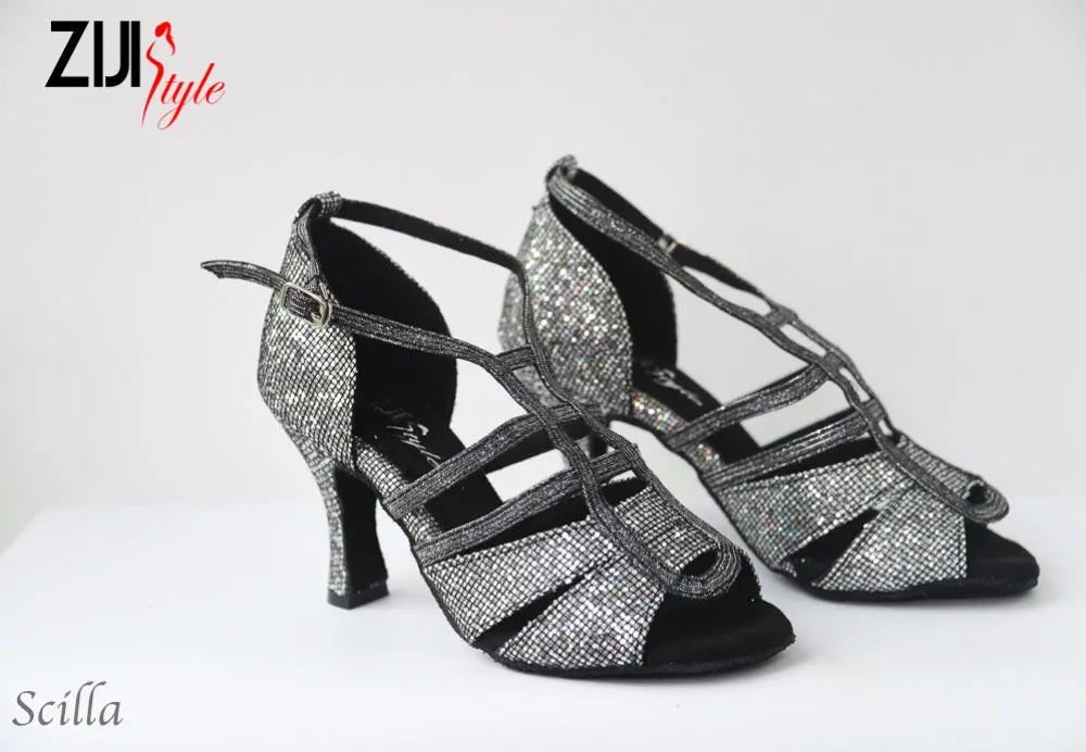 Bounce Edge 3.25" Scilla -- Women's Latin Sandal -- Grey Irridiscent