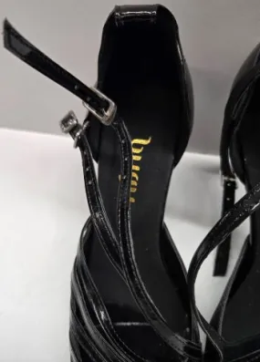 3" Impressions -- Women's Flare Heel Latin Sandal -- Black Patent Body Align