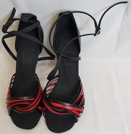 3" Jessica -- Women's Latin Ballroom Sandal -- Black/Red group walk