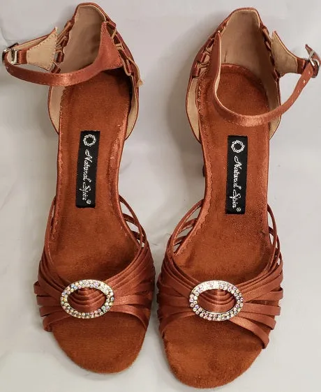 3" Stephanie -- Flare Heel Rhinestone Latin Sandal Durable Fabric