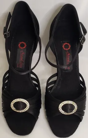 3" Stephanie -- Flare Heel Rhinestone Latin Sandal Gift Easy