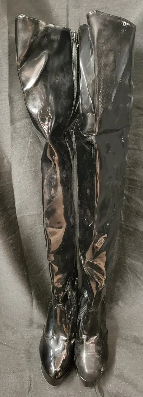 Comfort Flex Built Tough 6" Lainey -- Women's Thigh High Platform Boot -- Black Patent