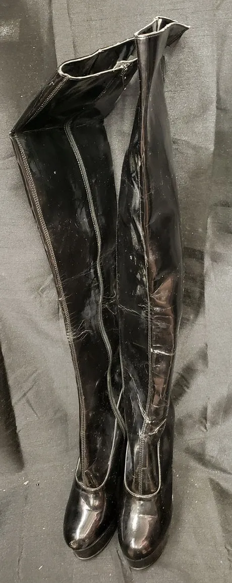 Fashion Fit 6" Zinger -- Women's Thigh High Platform Dress Boot -- Black Patent