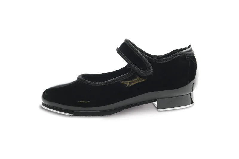 Abbas -- Girl's Velcro Tap Shoe -- Black Patent Comfort Upper London Cool