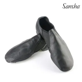 Daniel -- Leather Split Sole Jazz Shoe Slip-on, Suede Sole -- Black Knitted Warm Trend Glow