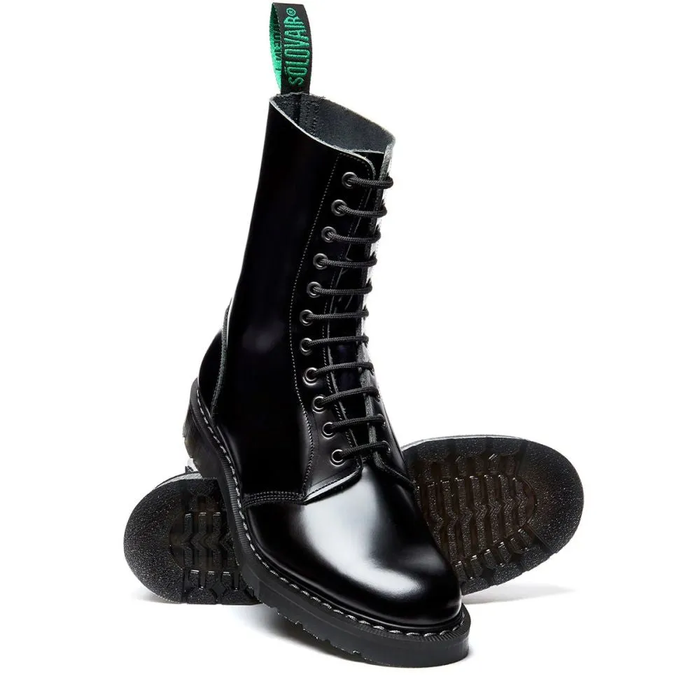 Rough Walk All Terrain Shell Solovair 11 Eye Astronaut Boot in Black Hi-Shine