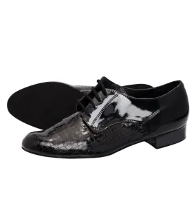 Alvaro -- Men's Standard Ballroom Oxford -- Black Patent Look Ready Office Smart