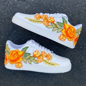 Daily Walk Royal Mood Air Force 1 07 Low Orange Rose Flower Floral White Custom Shoes All AF1 Sneakers