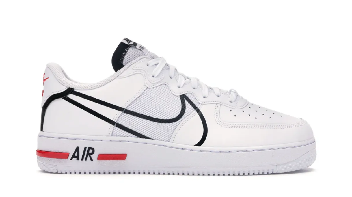 Nike Air Force 1 React White Black Red (GS) Short Trip