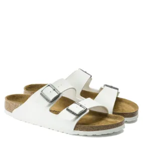 Birkenstock Arizona Birko-Flor in White Comfort For Outdoors velcro