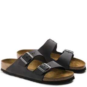 Birkenstock Arizona Oiled Leather in Black Luxe Evening Sandals Shock Absorbing Rubber Sole