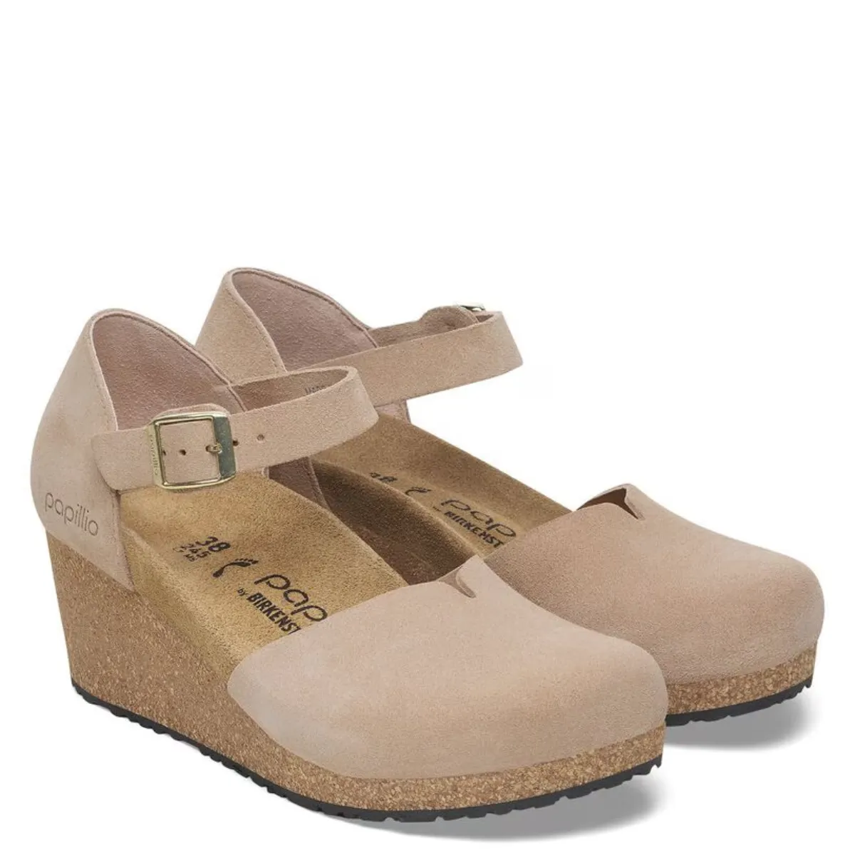 Yellow Warm Birkenstock Mary Suede Leather in Warm Sand Foot Supportive