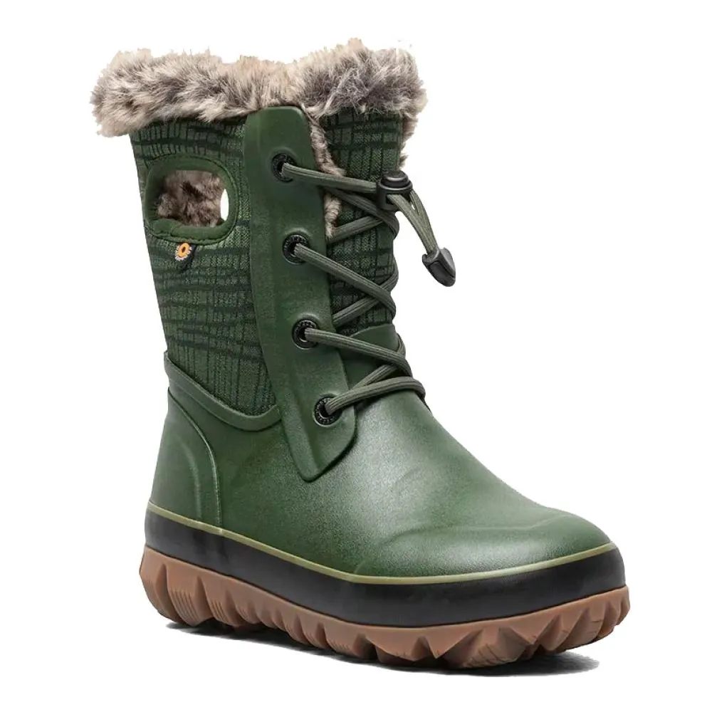 Grippy Outsole Functional Minimalist Adventure Ready Profile Bogs Youth Arcata II Cracks in Dark Green