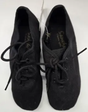 Comfortable Design Carousel -- Children's Canvas Split Sole Jazz Shoe, Suede Sole -- Black