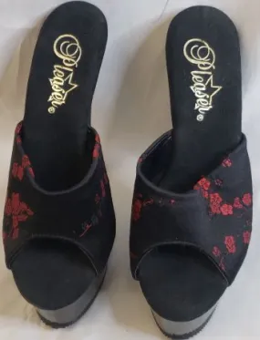 6" Parcenet -- Women's Platform Mule -- Black/Cherry Low Profile Sandal Clasps