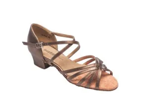 1.5" Skylar -- Block Heel Latin Sandal -- Bronze Supportive Impact Resistance