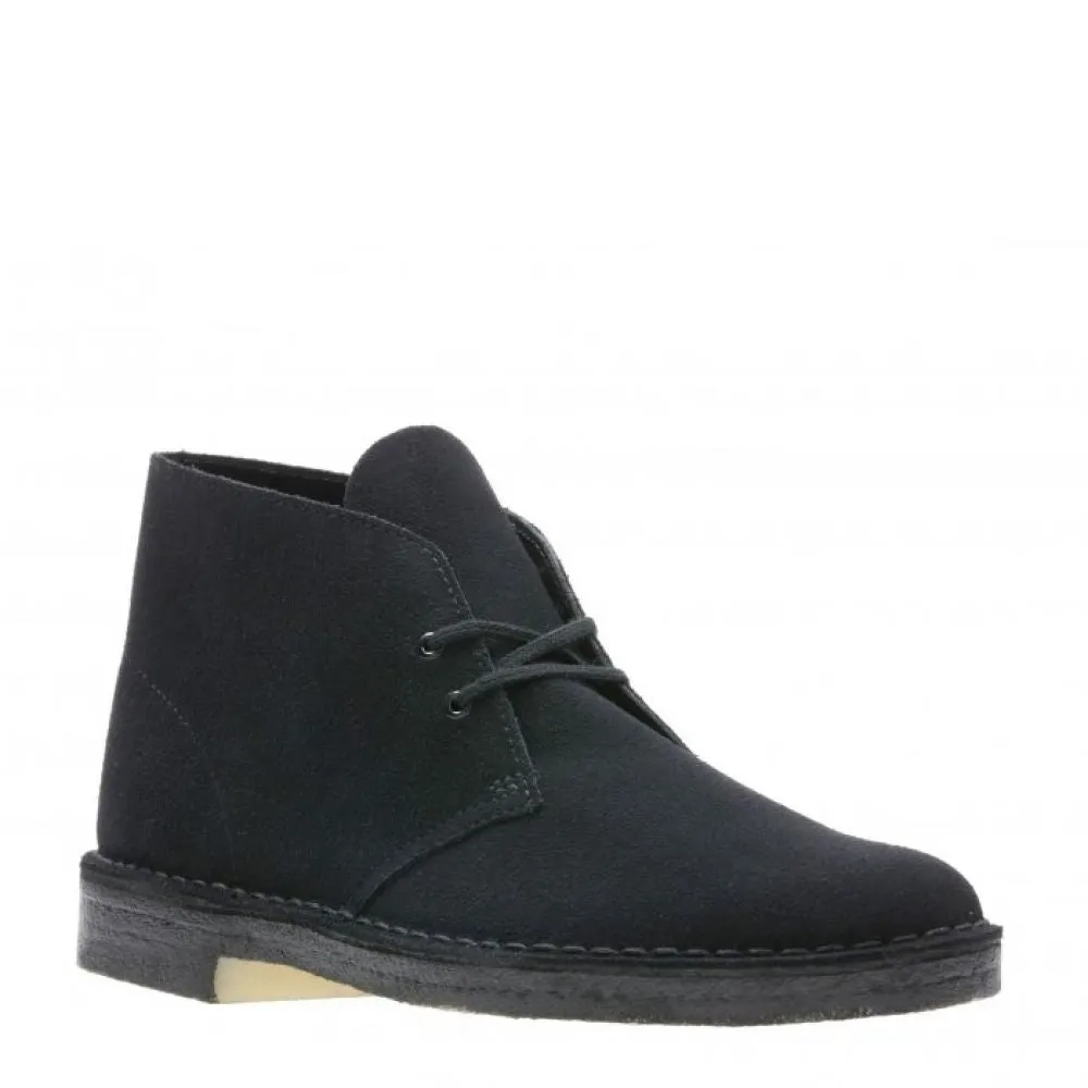 Stylish Option Warm Touch Clarks Men's Desert Boot in Black Suede Shock Absorbent