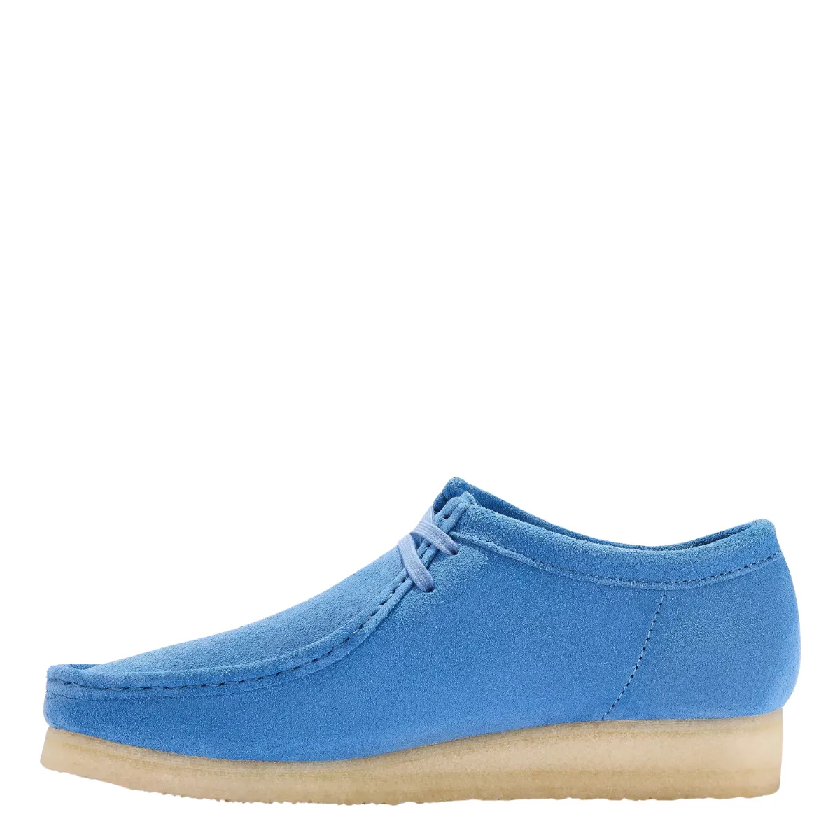 Cowgirl Vibe Rugged Built Adventure Journey Clarks Men's Wallabee in Blue Suede Slip-Free Sole