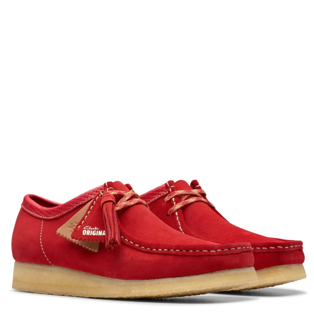 Reliable Support Breathable Work Commute Clarks Men's Wallabee in Red Suede Ergonomic Performance
