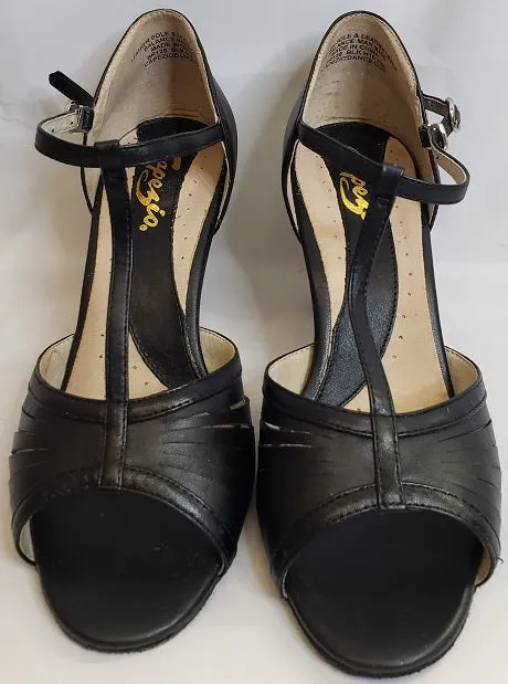 Moisture wicking 3" Samantha -- Flare Heel Latin Sandal -- Black