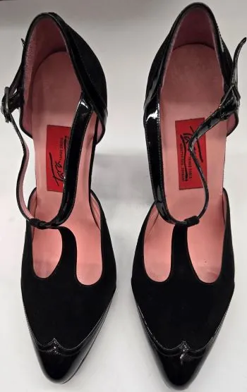 3.5" Recuerdo -- Women's Tango Shoe -- Black Patent/Black Suede Ankle wrap