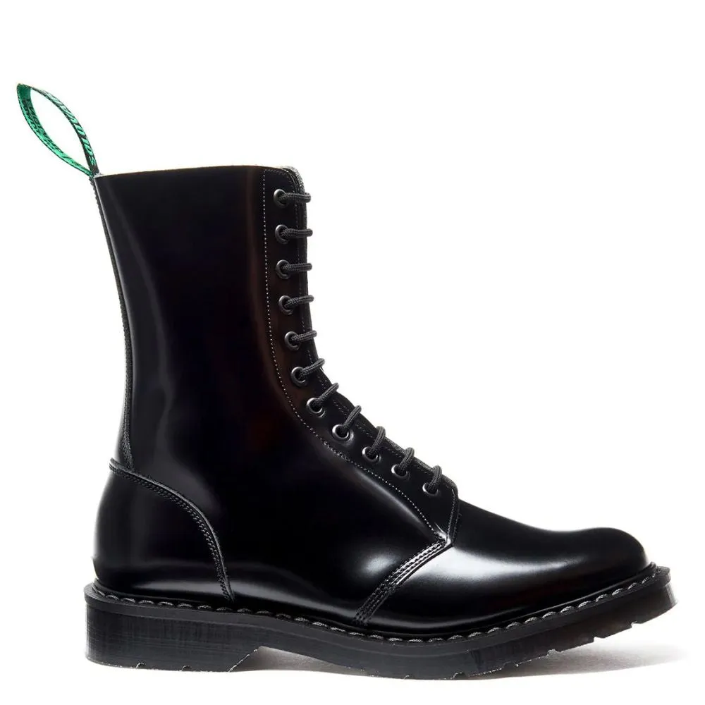 Cloud Step Solovair 11 Eye Astronaut Boot in Black Hi-Shine Modern Edge zipper