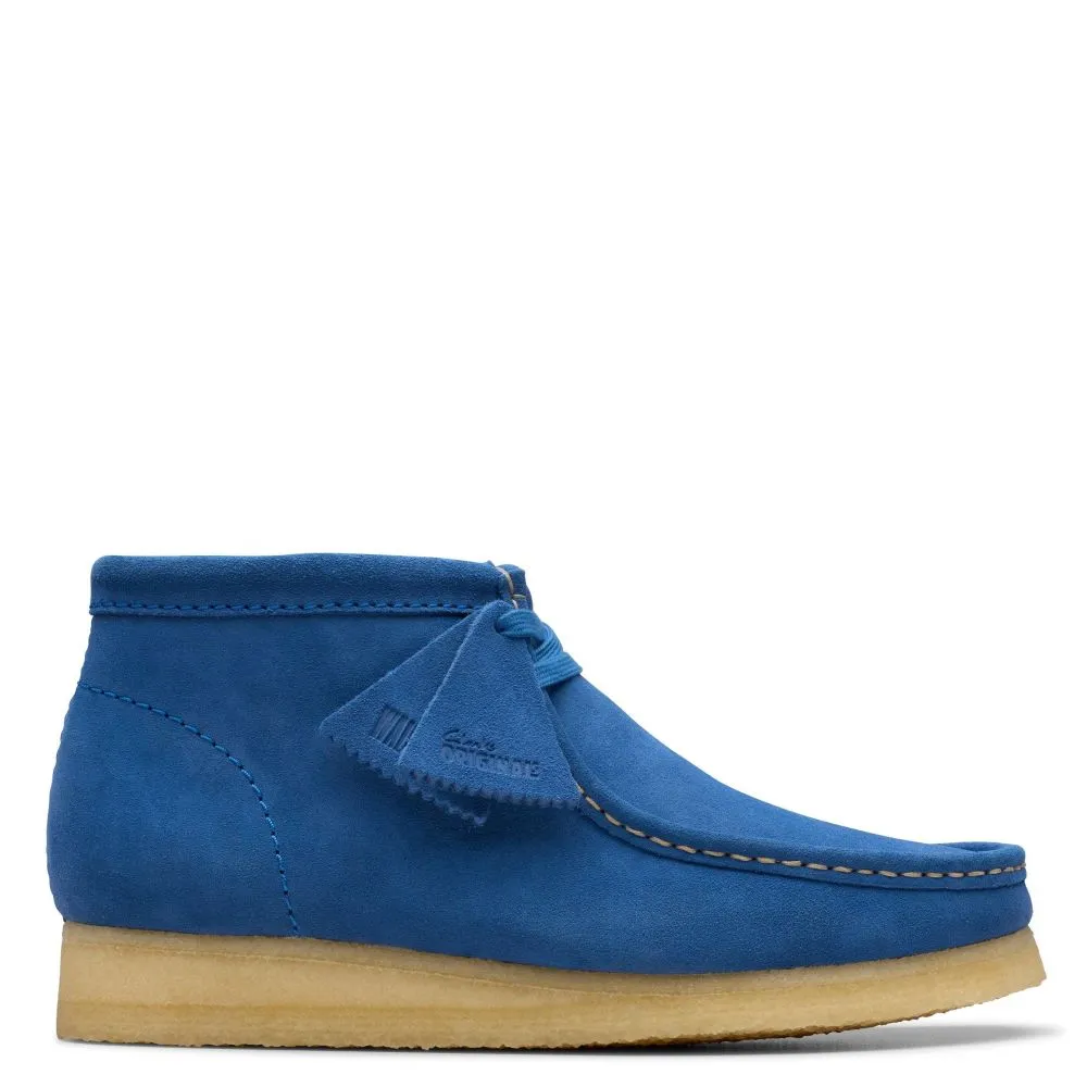 London Edge Soft Insoles Clarks Men's Wallabee Boot in Blue Suede