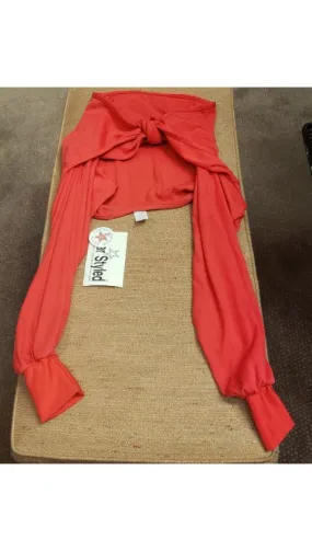 Lucia -- Women's Midriff Tie Top -- Red Soft Material