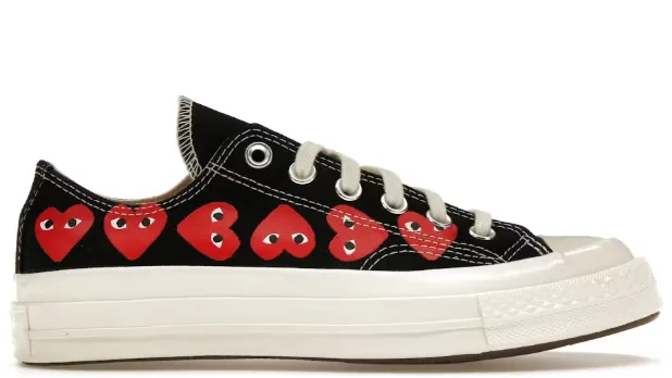 Converse Chuck Taylor All Star 70 Ox Comme des Garcons Play Multi-Heart Black Red Free Soul Anti Bacterial