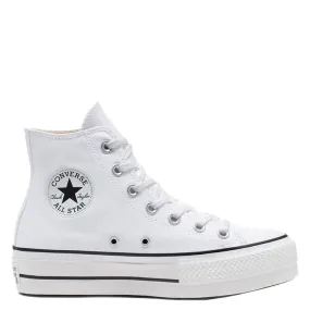 buckle Converse Women's Chuck Taylor All Star Lift High Top in White/White Back Strap