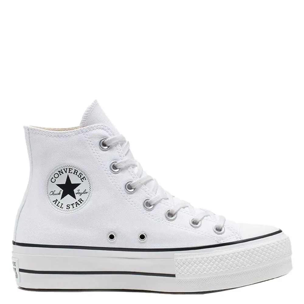 buckle Converse Women's Chuck Taylor All Star Lift High Top in White/White Back Strap